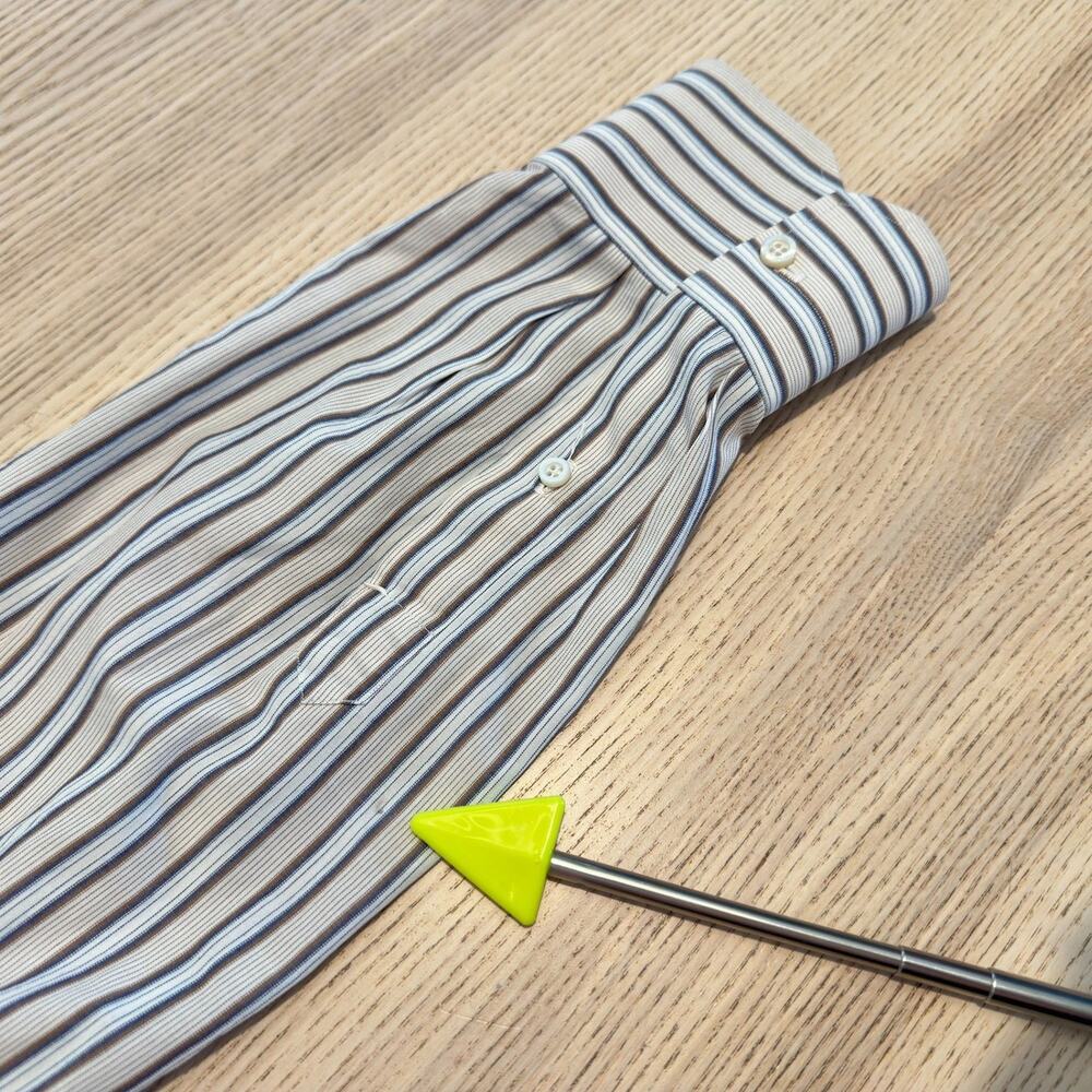 Isaia Napoli Long Sleeve Dress Shirt Mens 17 / 43 Striped Cotton Button Front - Picture 16 of 16